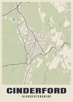 Cinderford Street Map Poster
