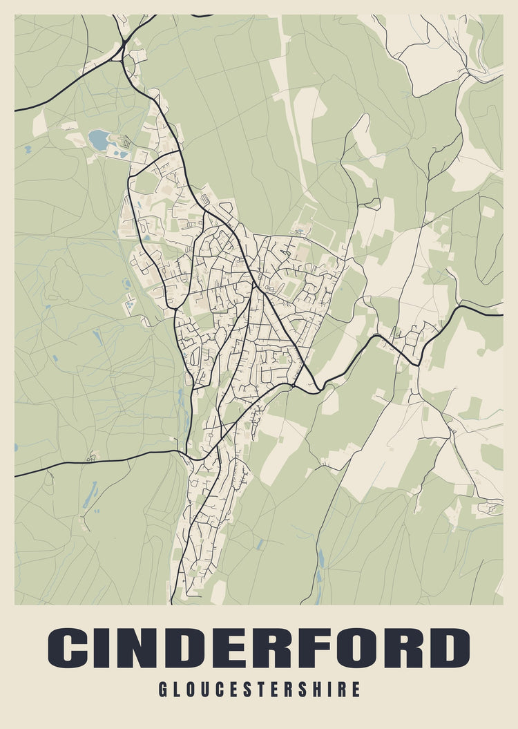 Cinderford Street Map Poster