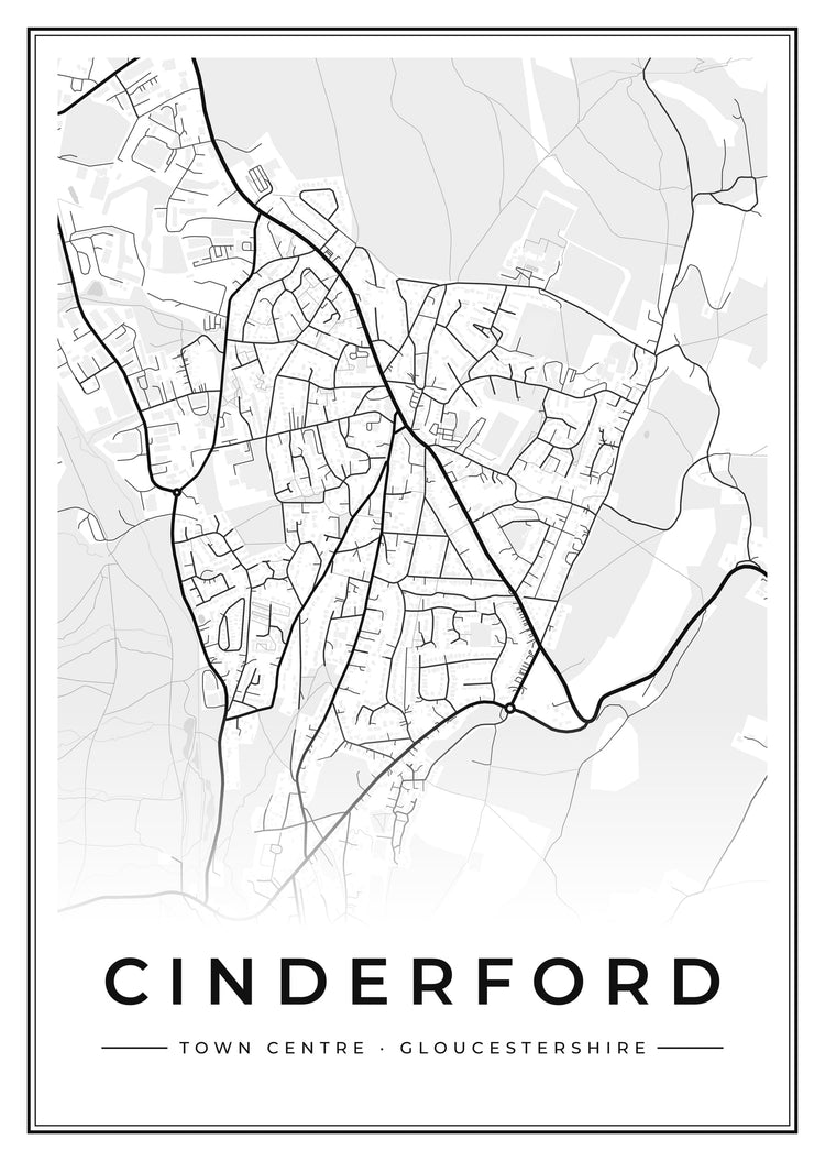 Cinderford Town Centre Street Map Poster