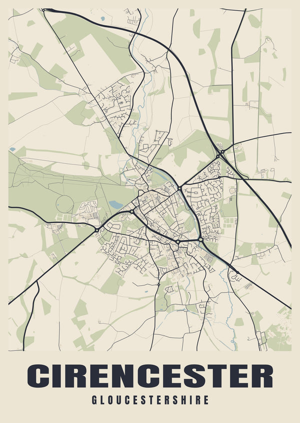 Cirencester Street Map Poster