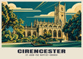 St John the Baptist Church, Cirencester poster, Art Deco style