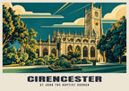 St John the Baptist Church, Cirencester poster, Art Deco style