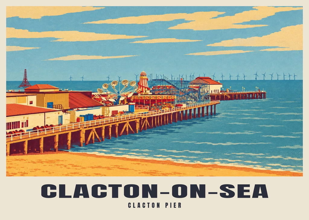 Clacton Pier, Clacton-on-Sea poster, Retro Railway style