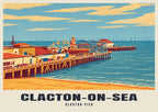 Clacton Pier, Clacton-on-Sea poster, Retro Railway style