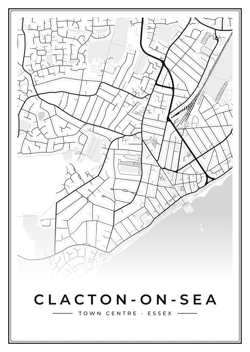 Clacton-on-Sea Town Centre Street Map Poster