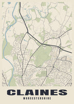 Street map poster of Claines, Worcestershire