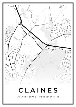 Claines Village Centre Street Map Poster