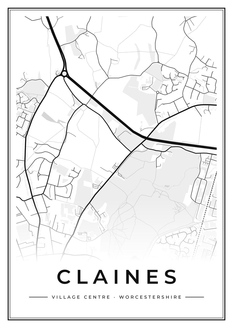 Claines Village Centre Street Map Poster