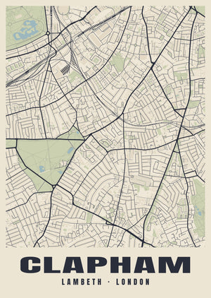 Clapham Heritage Street Map Poster