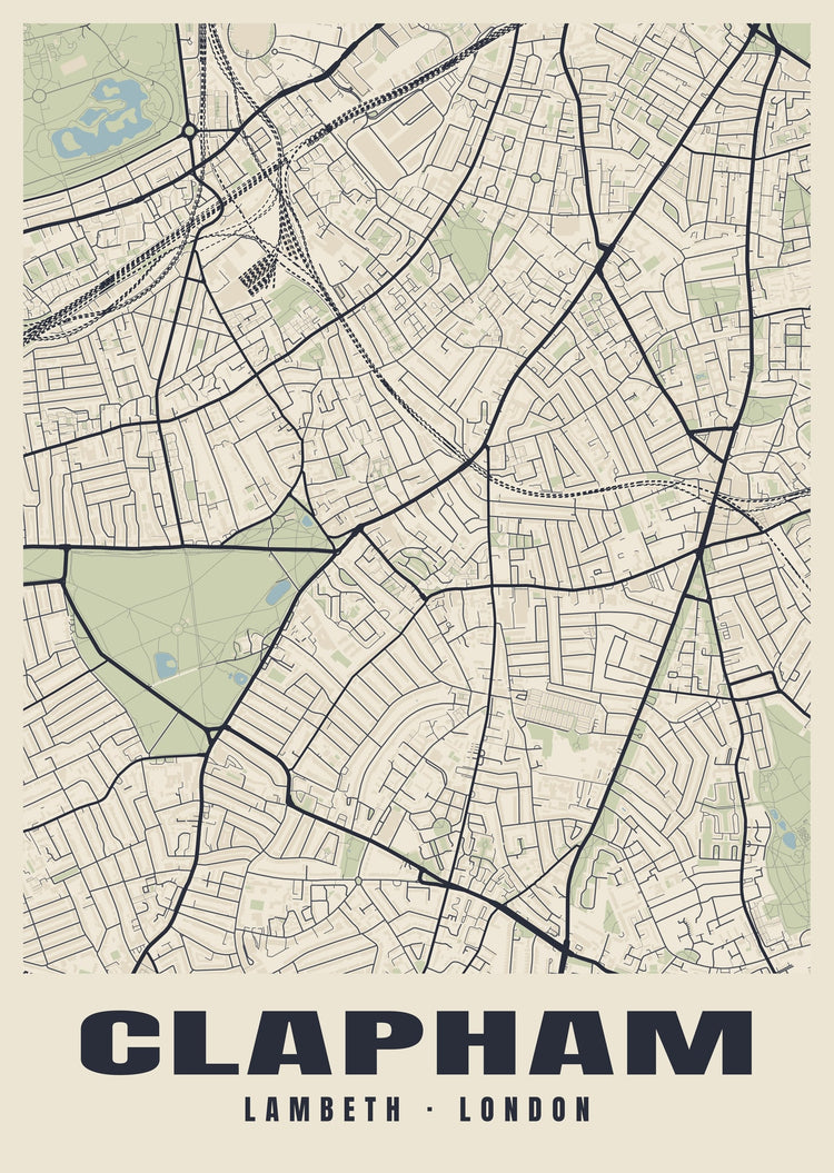 Clapham Heritage Street Map Poster