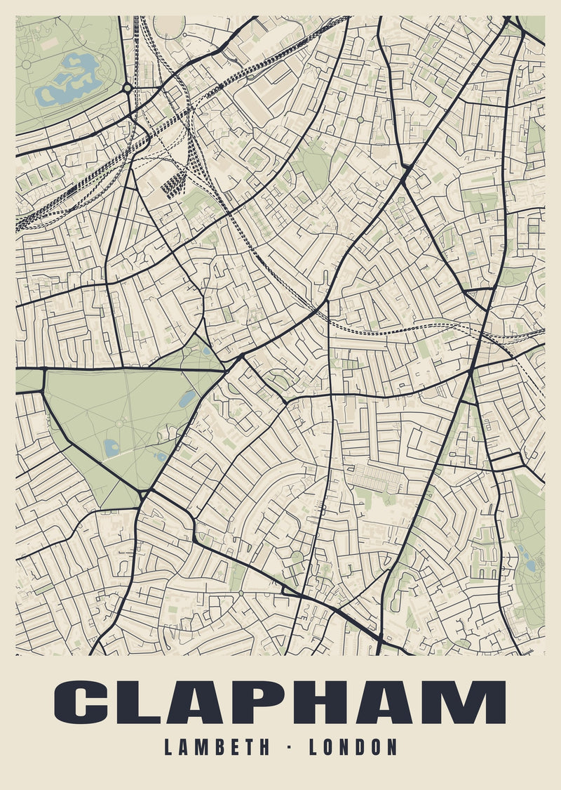 Clapham Heritage Street Map Poster
