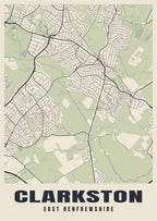 Street map poster of Clarkston, East Renfrewshire