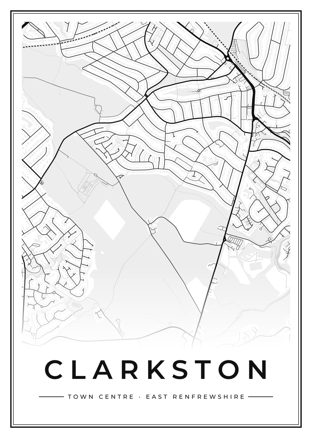 Street map poster of Clarkston town centre, East Renfrewshire