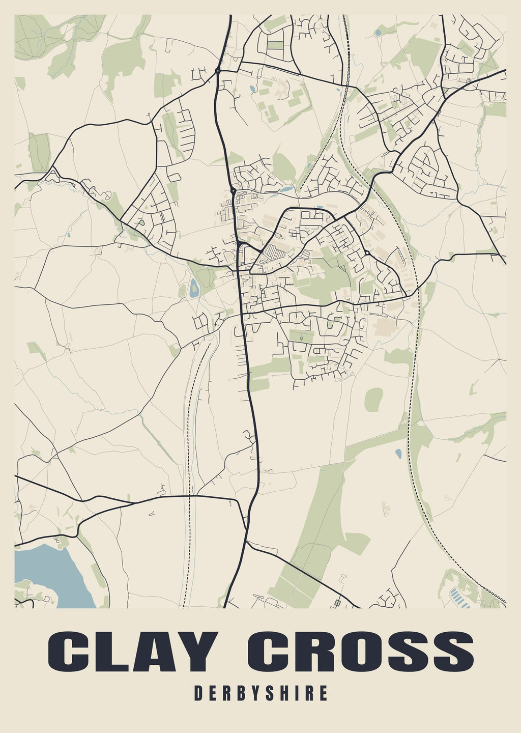 Street map poster of Clay Cross, Derbyshire