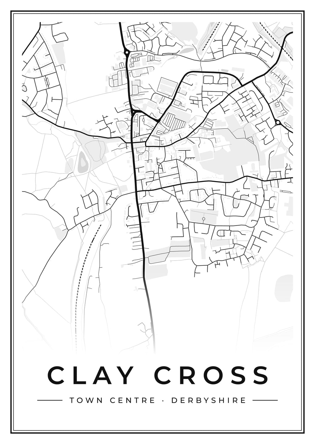 Street map poster of Clay Cross town centre, Derbyshire