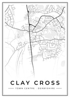 Street map poster of Clay Cross town centre, Derbyshire