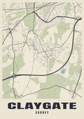 Street map poster of Claygate, Surrey