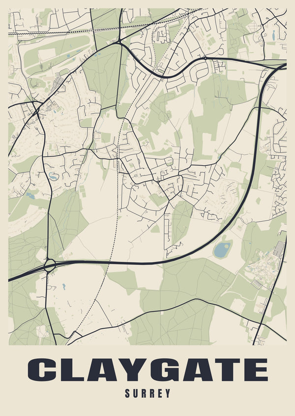 Claygate Street Map Poster