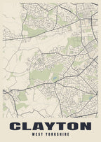 Street map poster of Clayton, West Yorkshire