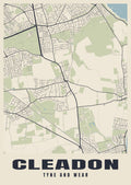 Street map poster of Cleadon, Tyne and Wear