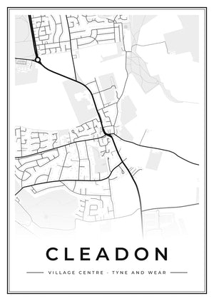 Cleadon Village Centre Street Map Poster