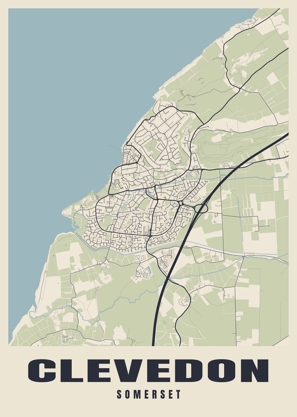 Street map poster of Clevedon, Somerset