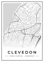 Street map poster of Clevedon town centre, Somerset