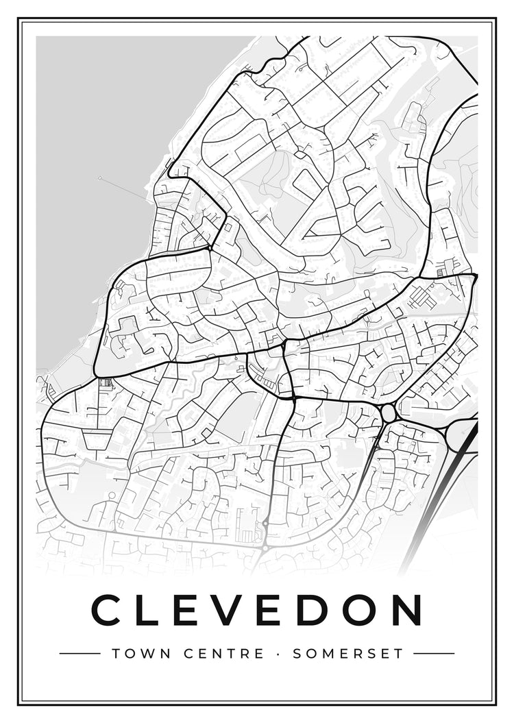 Clevedon Town Centre Street Map Poster