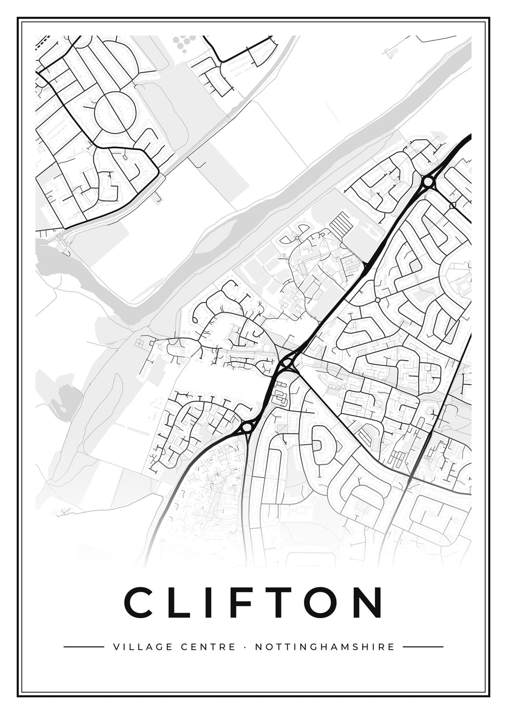 Clifton Village Centre Street Map Poster