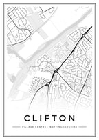 Street map poster of Clifton village centre, Nottinghamshire