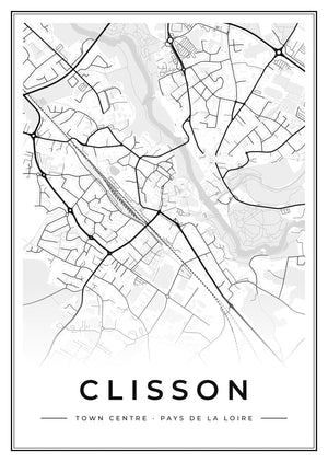 Clisson Town Centre Street Map Poster