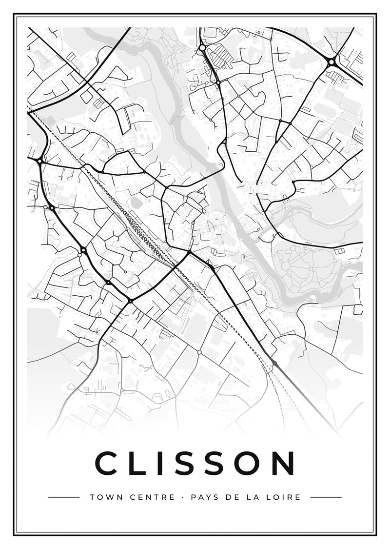 Clisson Town Centre Street Map Poster