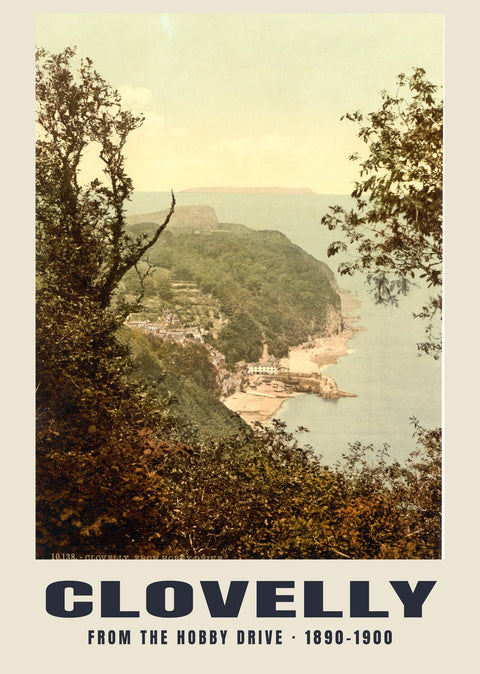 View from the Hobby Drive, Clovelly — 1890–1900 · Vintage photochrom print