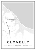 Street map poster of Clovelly village centre, Devon