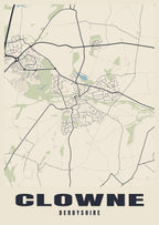 Street map poster of Clowne, Derbyshire