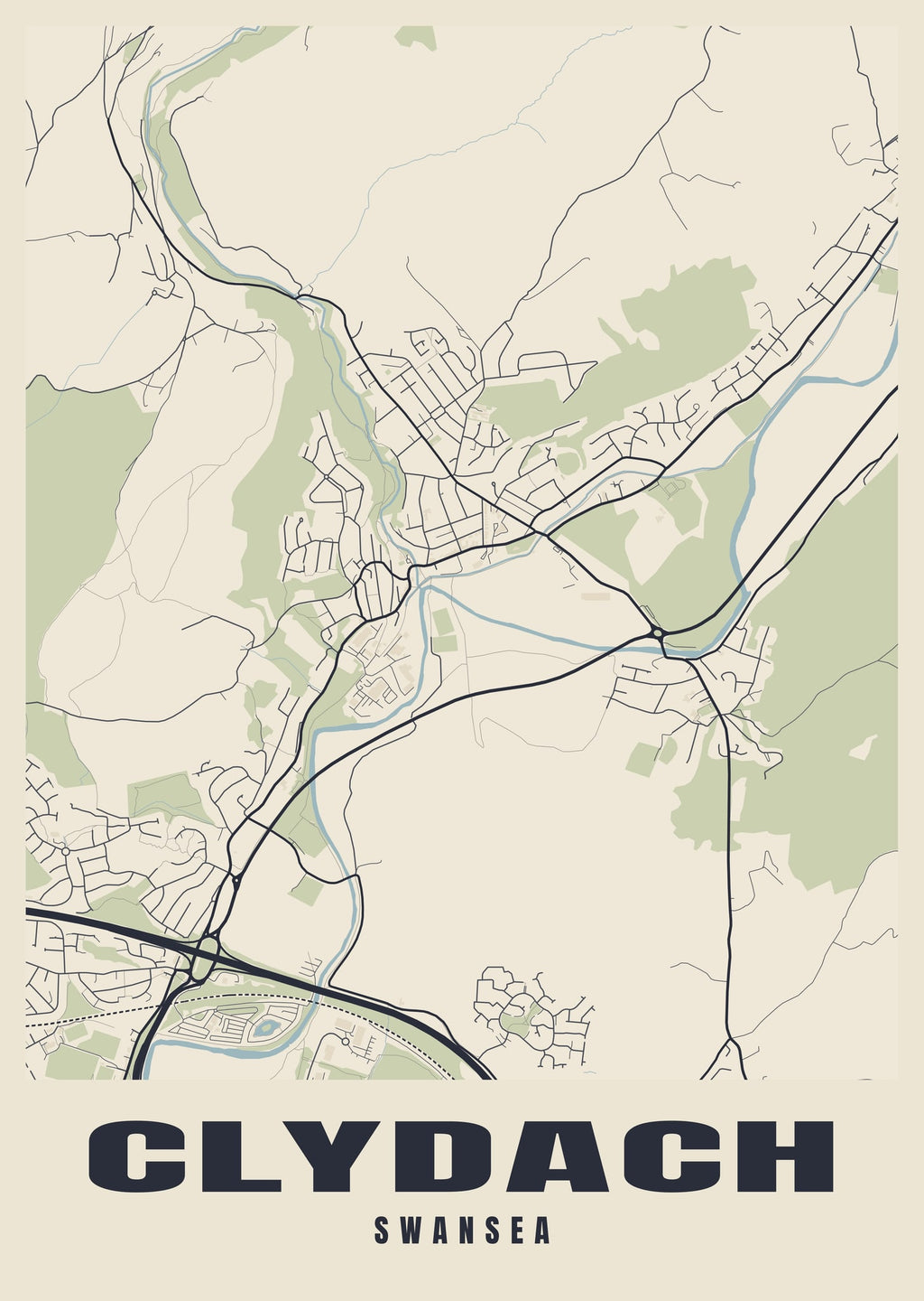 Street map poster of Clydach, Swansea