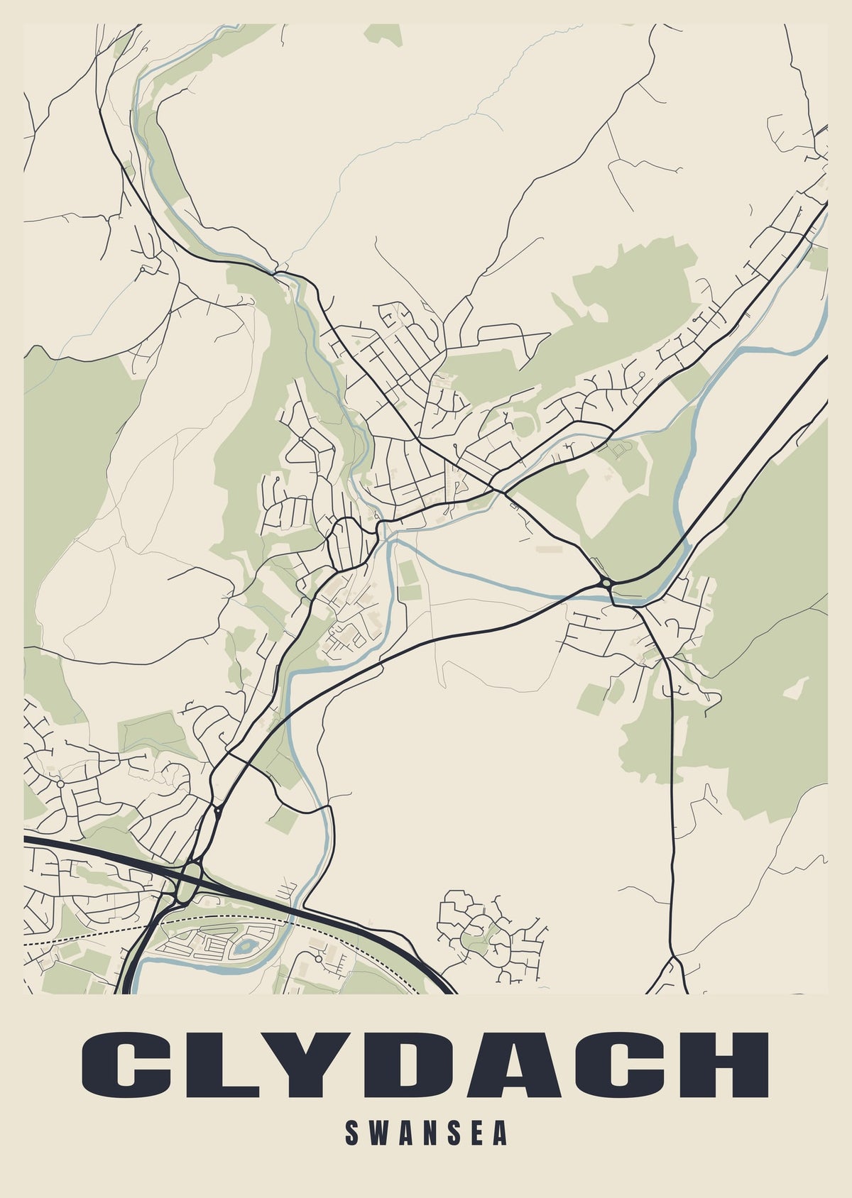 Street map poster of Clydach, Swansea
