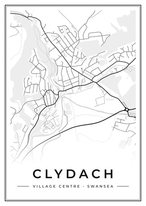 Clydach Village Centre Street Map Poster