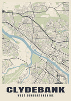 Street map poster of Clydebank, West Dunbartonshire
