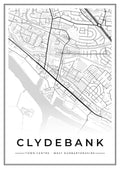 Street map poster of Clydebank town centre, West Dunbartonshire