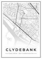 Street map poster of Clydebank town centre, West Dunbartonshire