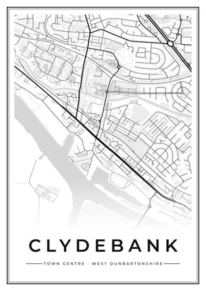 Clydebank Town Centre Street Map Poster