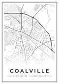 Street map poster of Coalville town centre, Leicestershire