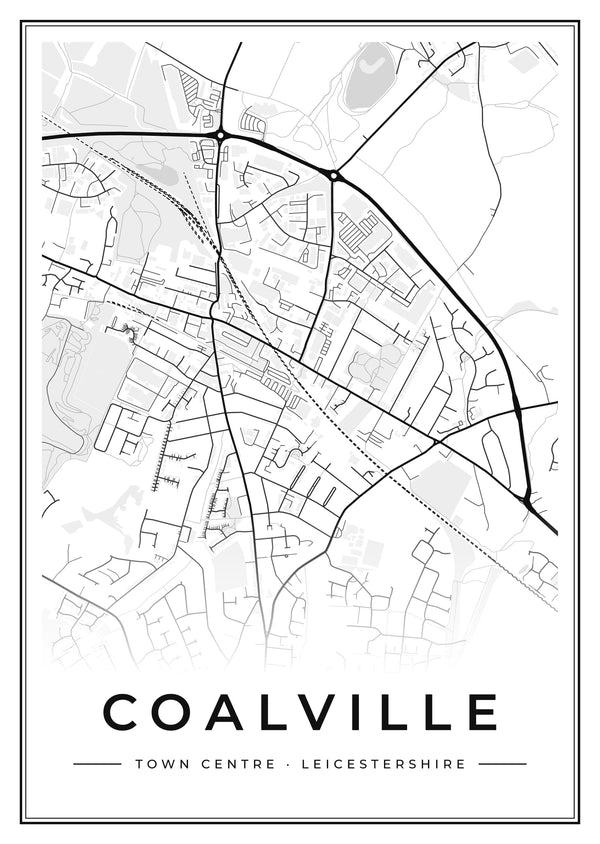 Coalville Town Centre Street Map Poster