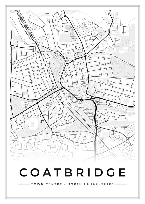 Coatbridge Town Centre Street Map Poster