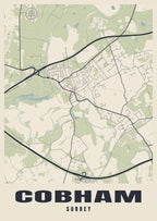 Street map poster of Cobham, Surrey