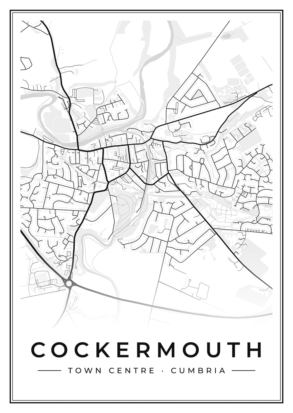 Cockermouth Town Centre Street Map Poster