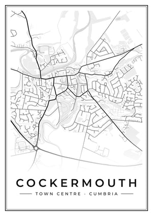 Cockermouth Town Centre Street Map Poster