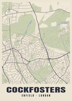 Cockfosters Heritage Street Map Poster