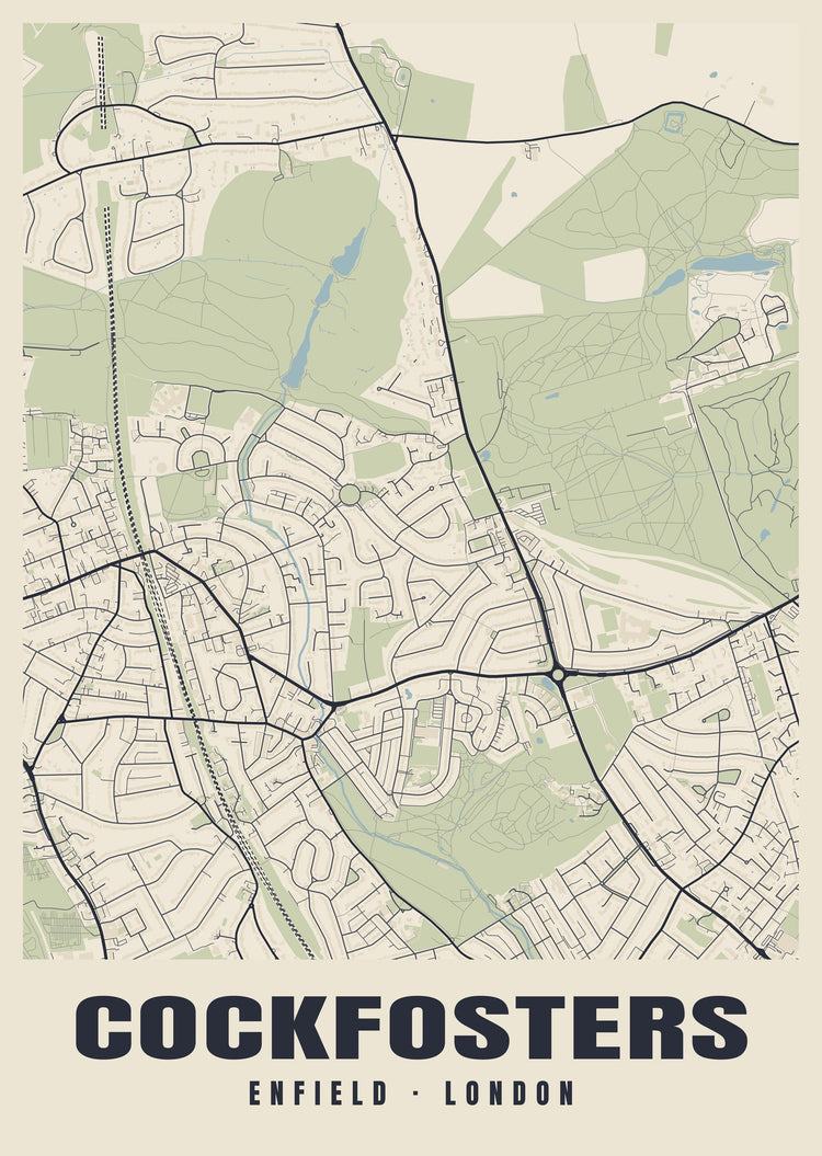 Cockfosters Heritage Street Map Poster
